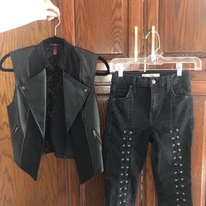 TOPSHOP Black Jeans + MATERIAL GIRL Vest